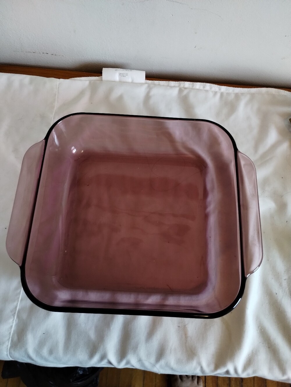 Pyrex Cranberry Purple Glass Baking Dish with Handles 222r Square